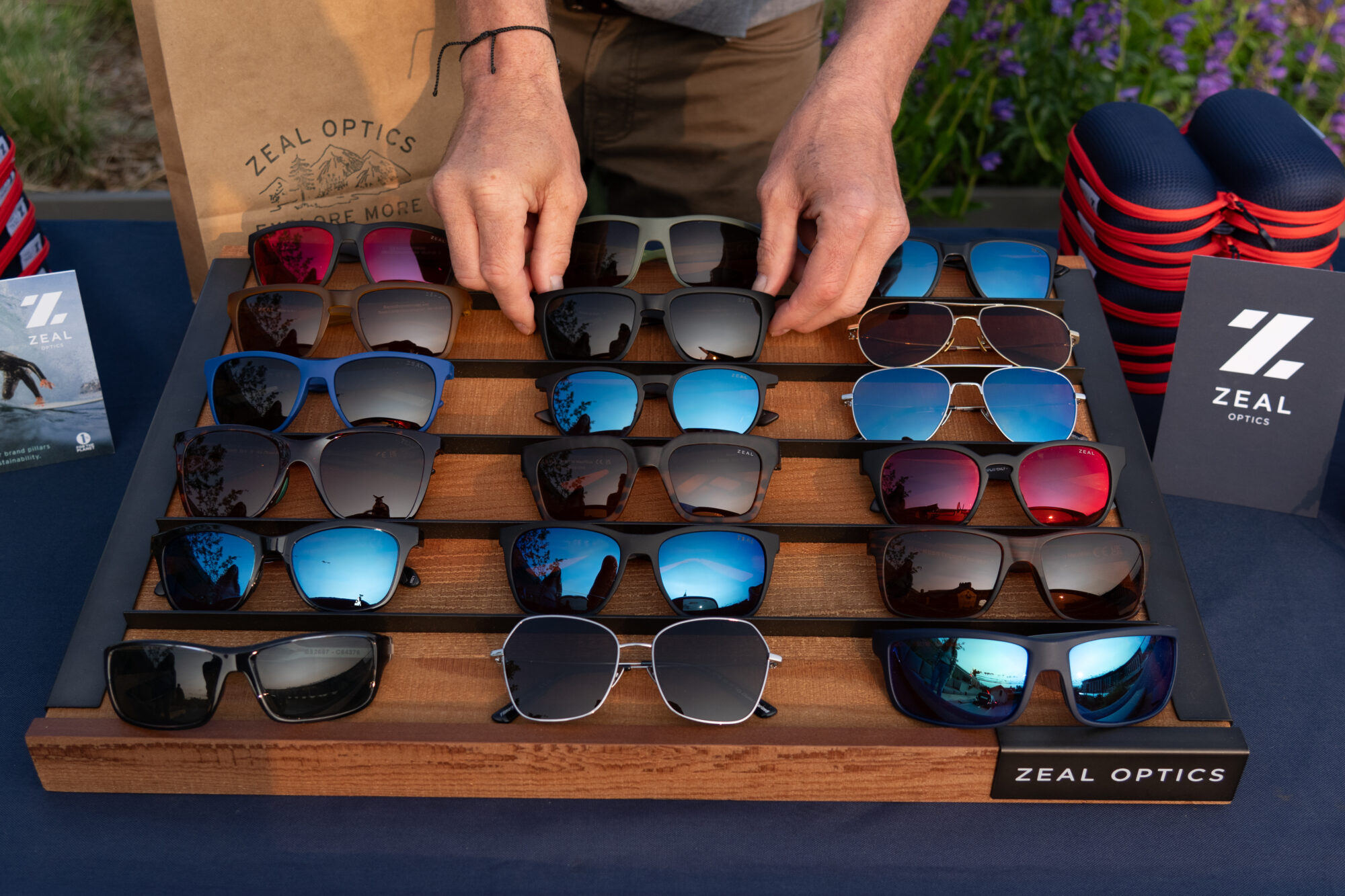 display of sunglasses on table